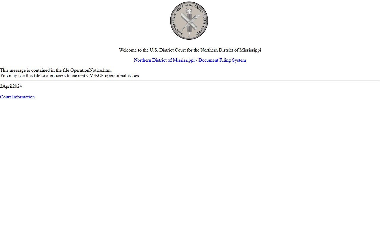 Leflore County federal court records CM/ECF electronic filing portal