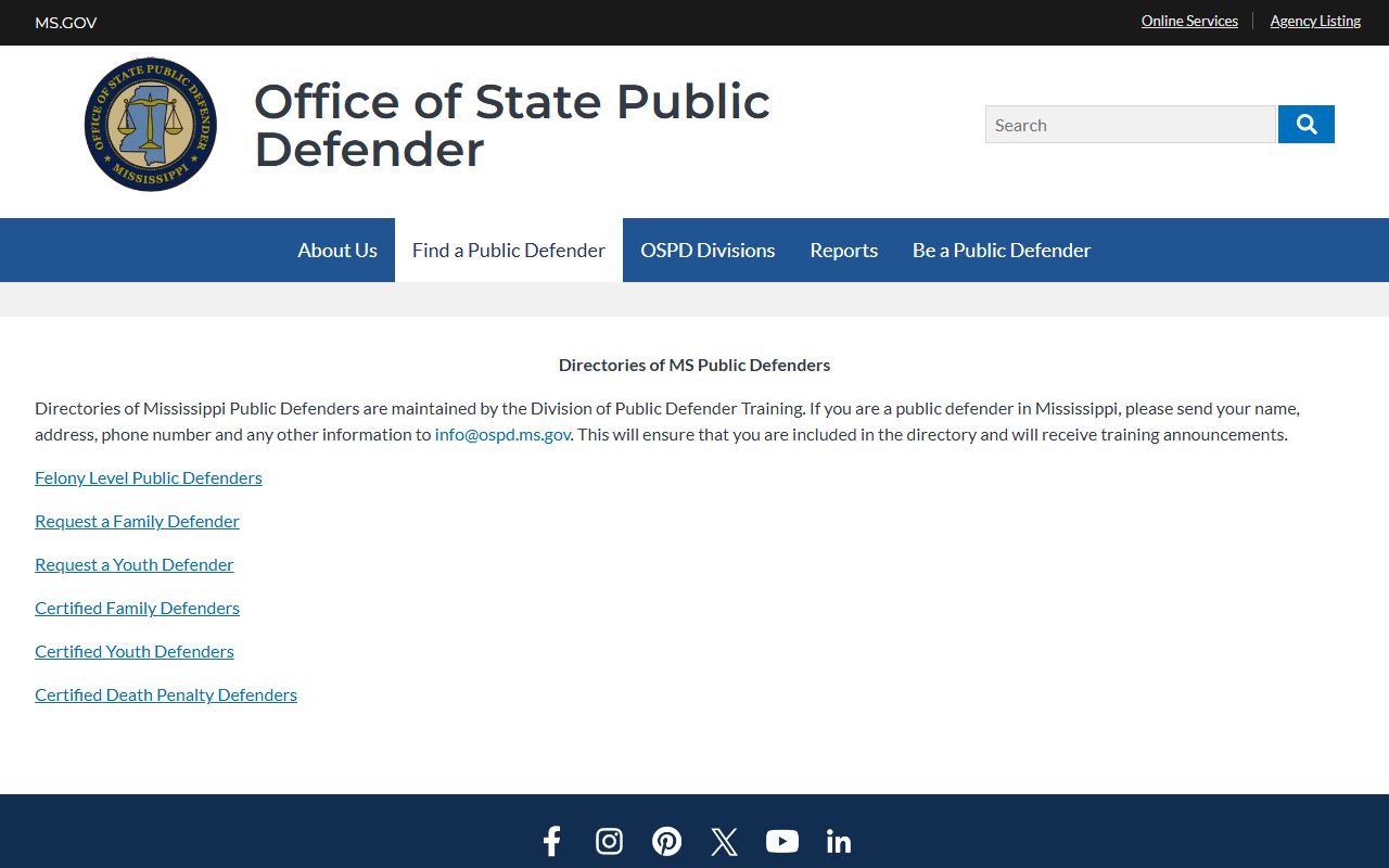 Leflore County public defender directory and court records help page