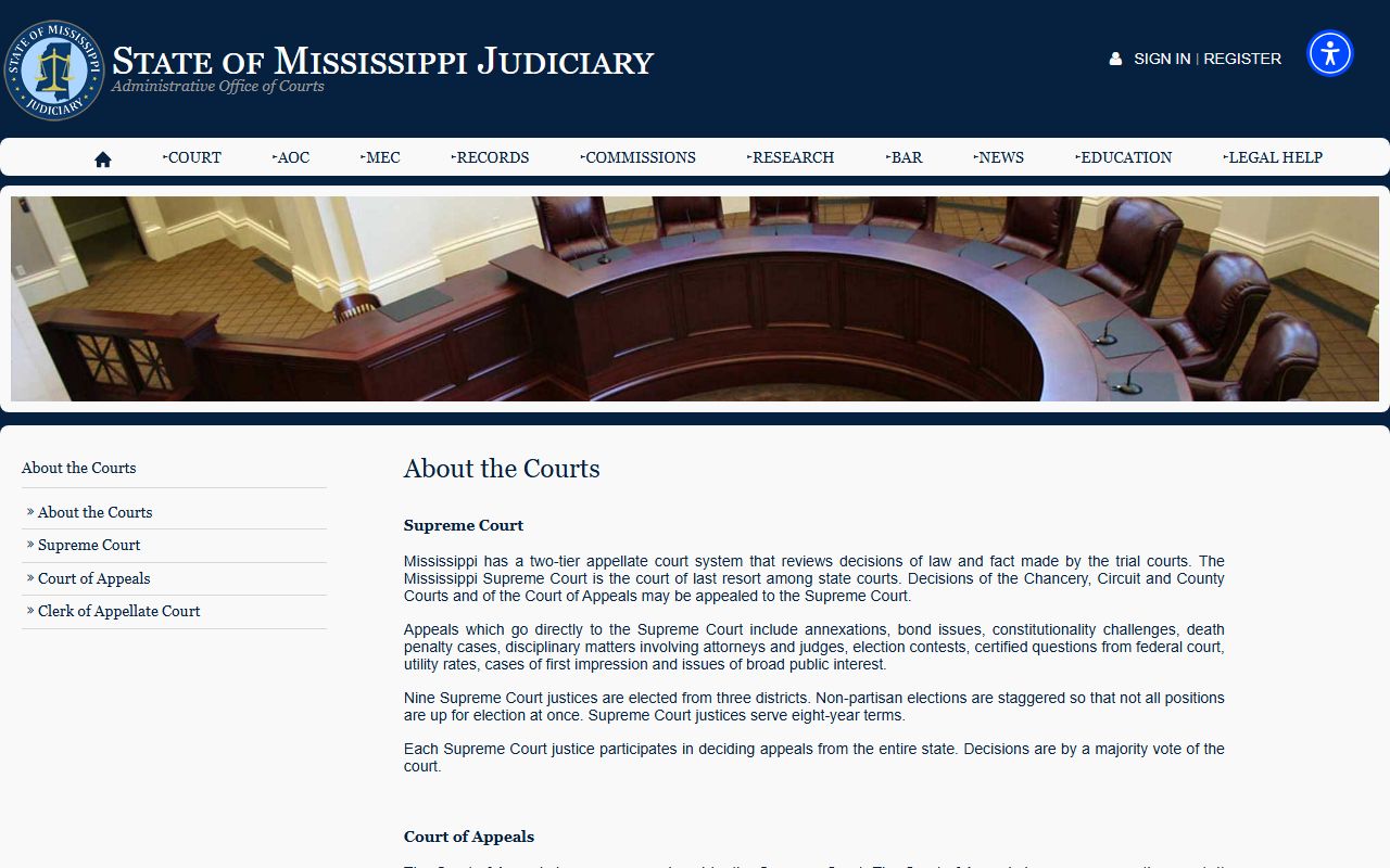 Leflore County court dockets and the Mississippi court system overview