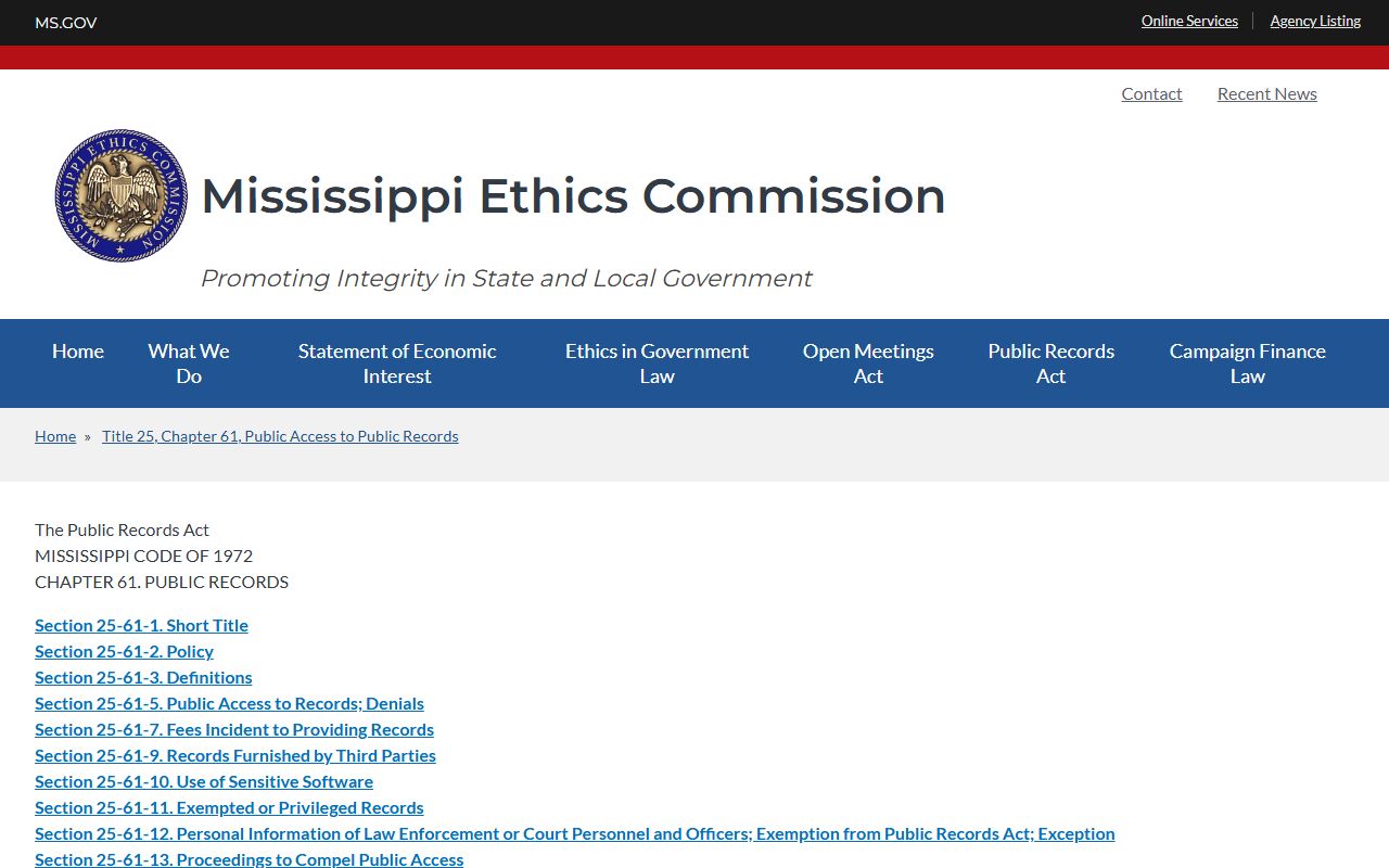Leflore County court records Mississippi Public Records Act page