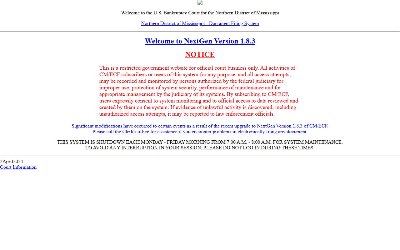 Leflore County federal bankruptcy Circuit Court records system for the Northern District