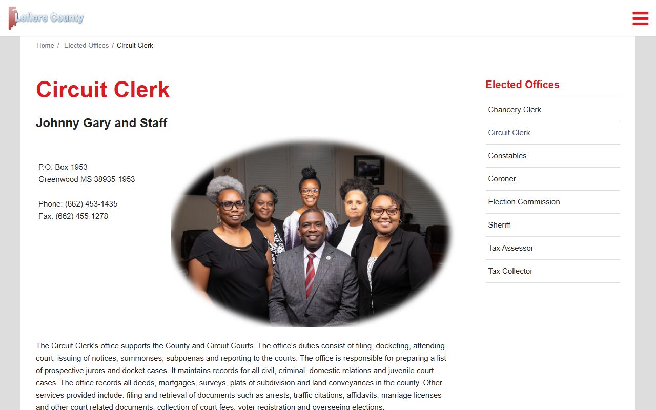 Leflore County Circuit Clerk court records office