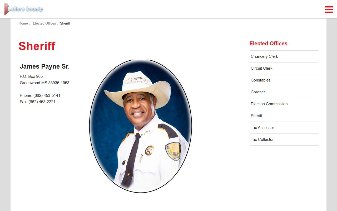 Leflore County Sheriff office records and contact page