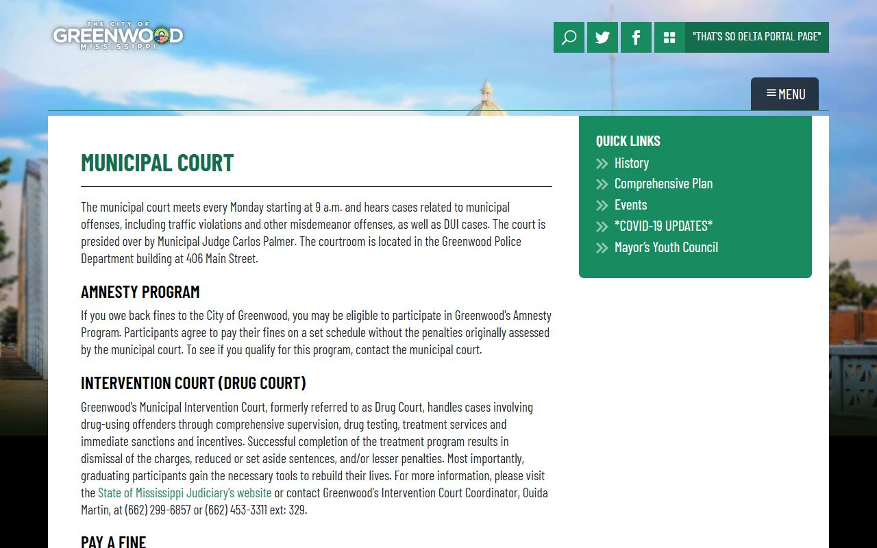 Leflore County traffic case venue at the Greenwood Municipal Court