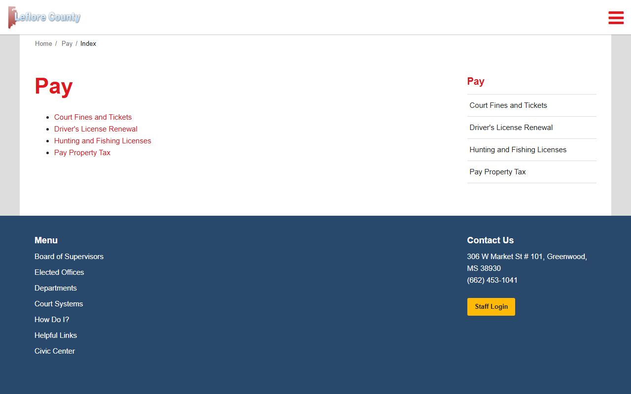 Leflore County online payment portal used for court fines tied to warrant cases