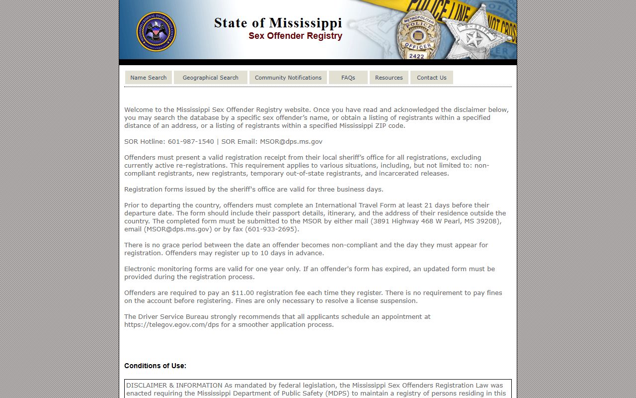 Mississippi sex offender registry search, a statewide tool separate from Leflore County warrant records